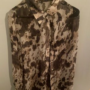 Pretty little things sheer cow print button up